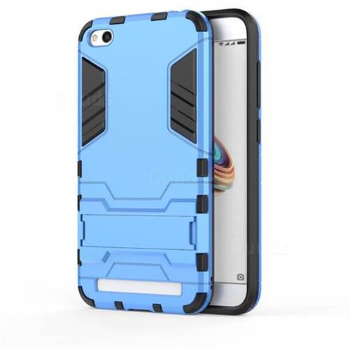Armor Premium Tactical Grip Kickstand Shockproof Dual Layer Rugged Hard Cover for Xiaomi Redmi 5A - Light Blue