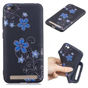 Little Blue Flowers 3D Embossed Relief Black TPU Cell Phone Back Cover for Xiaomi Redmi 5A