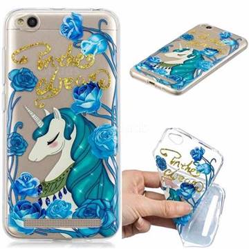 Blue Flower Unicorn Clear Varnish Soft Phone Back Cover for Xiaomi Redmi 5A