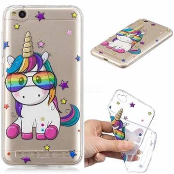 Glasses Unicorn Clear Varnish Soft Phone Back Cover for Xiaomi Redmi 5A
