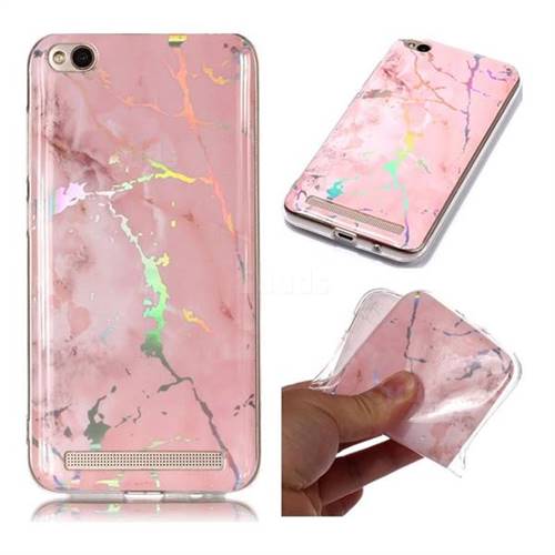 Powder Pink Marble Pattern Bright Color Laser Soft TPU Case for Xiaomi Redmi 5A