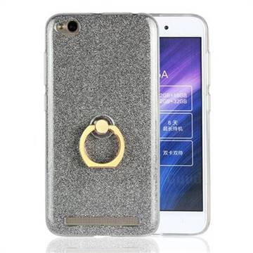 Luxury Soft TPU Glitter Back Ring Cover with 360 Rotate Finger Holder Buckle for Xiaomi Redmi 5A - Black