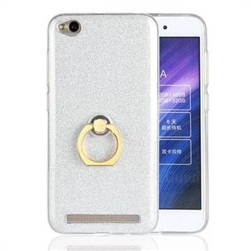 Luxury Soft TPU Glitter Back Ring Cover with 360 Rotate Finger Holder Buckle for Xiaomi Redmi 5A - White