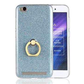 Luxury Soft TPU Glitter Back Ring Cover with 360 Rotate Finger Holder Buckle for Xiaomi Redmi 5A - Blue