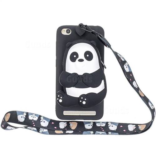 Cute Panda Neck Lanyard Zipper Wallet Silicone Case for Xiaomi Redmi 5A
