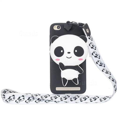 White Panda Neck Lanyard Zipper Wallet Silicone Case for Xiaomi Redmi 5A