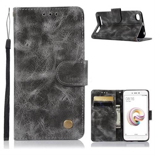Luxury Retro Leather Wallet Case for Xiaomi Redmi 5A - Gray
