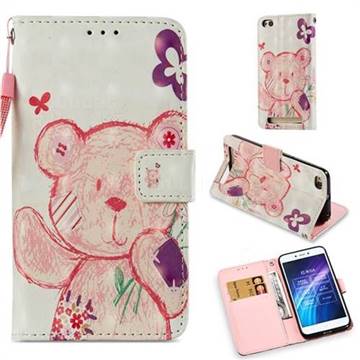 Sketch Happy Bear 3D Painted Leather Wallet Case for Xiaomi Redmi 5A