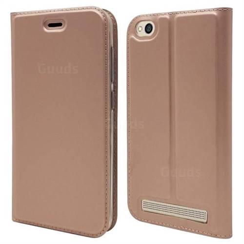Ultra Slim Card Magnetic Automatic Suction Leather Wallet Case for Xiaomi Redmi 5A - Rose Gold