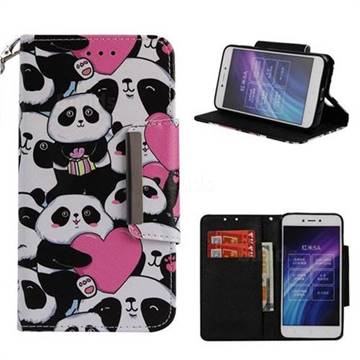 Heart Panda Big Metal Buckle PU Leather Wallet Phone Case for Xiaomi Redmi 5A