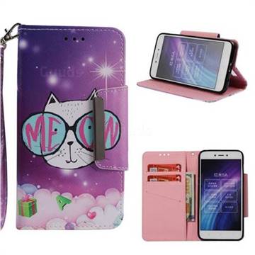 Glasses Cat Big Metal Buckle PU Leather Wallet Phone Case for Xiaomi Redmi 5A