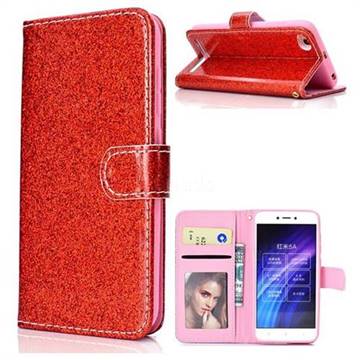 Glitter Shine Leather Wallet Phone Case for Xiaomi Redmi 5A - Red
