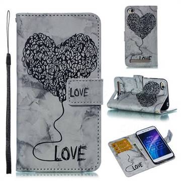 Marble Heart PU Leather Wallet Phone Case for Xiaomi Redmi 5A - Black