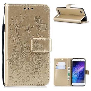 Intricate Embossing Butterfly Circle Leather Wallet Case for Xiaomi Redmi 5A - Champagne