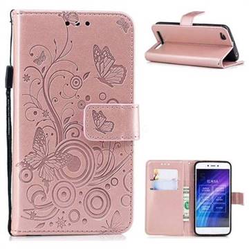Intricate Embossing Butterfly Circle Leather Wallet Case for Xiaomi Redmi 5A - Rose Gold