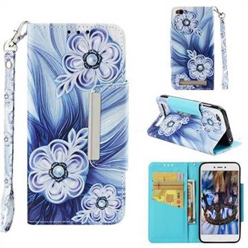 Button Flower Big Metal Buckle PU Leather Wallet Phone Case for Xiaomi Redmi 5A