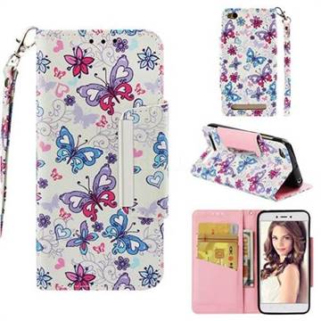Colored Butterfly Big Metal Buckle PU Leather Wallet Phone Case for Xiaomi Redmi 5A