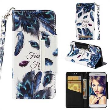 Peacock Feather Big Metal Buckle PU Leather Wallet Phone Case for Xiaomi Redmi 5A