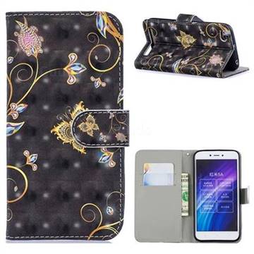 Black Butterfly 3D Painted Leather Phone Wallet Case for Xiaomi Redmi 5A