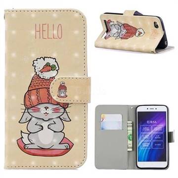 Hello Rabbit 3D Painted Leather Phone Wallet Case for Xiaomi Redmi 5A