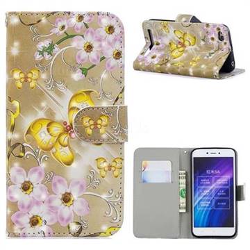 Golden Butterfly 3D Painted Leather Phone Wallet Case for Xiaomi Redmi 5A