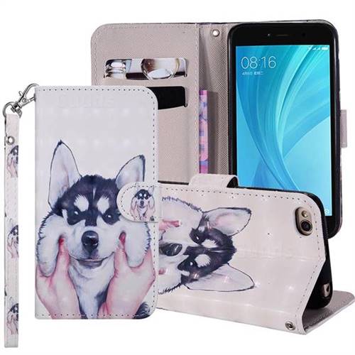 Husky Dog 3D Painted Leather Phone Wallet Case Cover for Xiaomi Redmi 5A