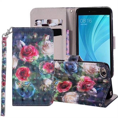Rose Flower 3D Painted Leather Phone Wallet Case Cover for Xiaomi Redmi 5A