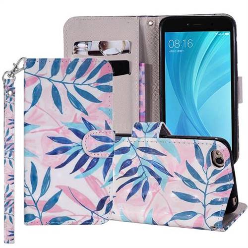Green Leaf 3D Painted Leather Phone Wallet Case Cover for Xiaomi Redmi 5A