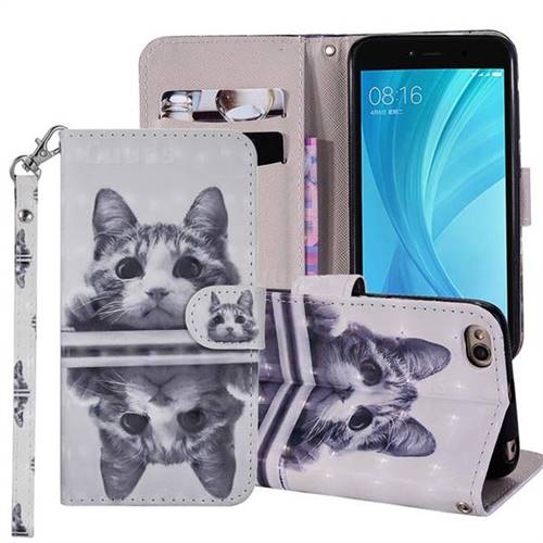 Mirror Cat 3D Painted Leather Phone Wallet Case Cover for Xiaomi Redmi 5A