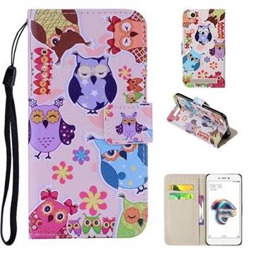 Colorful Owls PU Leather Wallet Phone Case Cover for Xiaomi Redmi 5A