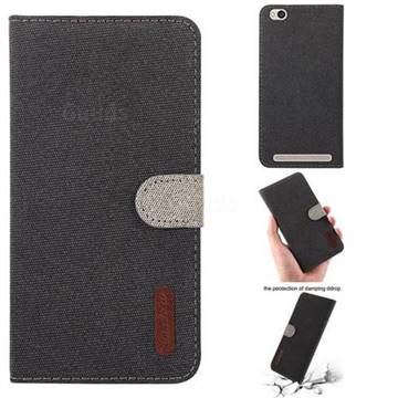 Linen Cloth Pudding Leather Case for Xiaomi Redmi 5A - Black