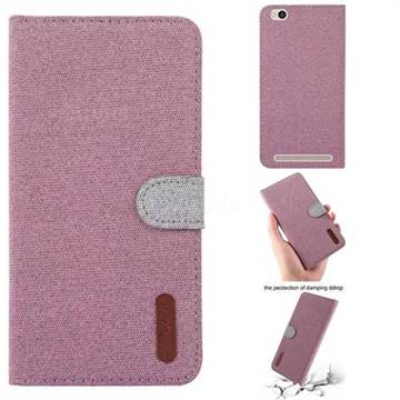 Linen Cloth Pudding Leather Case for Xiaomi Redmi 5A - Pink
