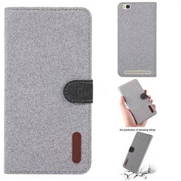 Linen Cloth Pudding Leather Case for Xiaomi Redmi 5A - Light Gray