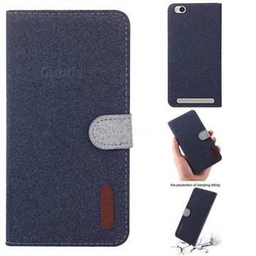 Linen Cloth Pudding Leather Case for Xiaomi Redmi 5A - Dark Blue
