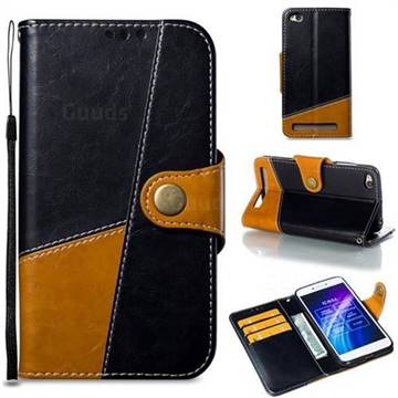 Retro Magnetic Stitching Wallet Flip Cover for Xiaomi Redmi 5A - Black