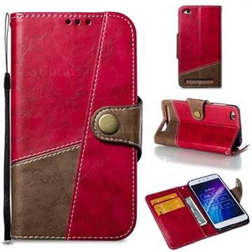 Retro Magnetic Stitching Wallet Flip Cover for Xiaomi Redmi 5A - Rose Red
