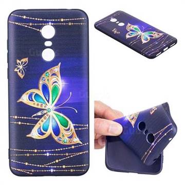 Golden Shining Butterfly 3D Embossed Relief Black Soft Back Cover for Mi Xiaomi Redmi 5 Plus