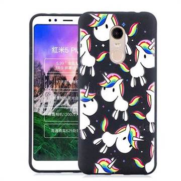 Rainbow Unicorn 3D Embossed Relief Black Soft Back Cover for Mi Xiaomi Redmi 5 Plus
