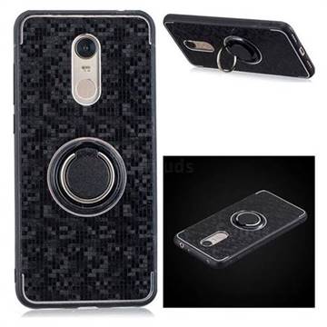 Luxury Mosaic Metal Silicone Invisible Ring Holder Soft Phone Case for Mi Xiaomi Redmi 5 Plus - Black