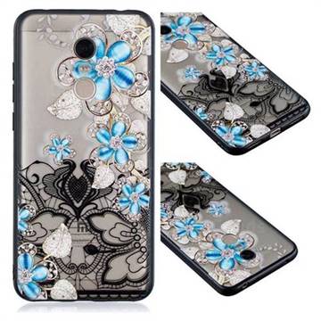 Lilac Lace Diamond Flower Soft TPU Back Cover for Mi Xiaomi Redmi 5 Plus