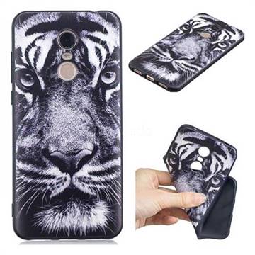 White Tiger 3D Embossed Relief Black TPU Cell Phone Back Cover for Mi Xiaomi Redmi 5 Plus