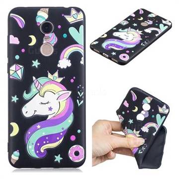 Candy Unicorn 3D Embossed Relief Black TPU Cell Phone Back Cover for Mi Xiaomi Redmi 5 Plus