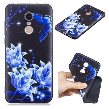 Blue Butterfly 3D Embossed Relief Black TPU Cell Phone Back Cover for Mi Xiaomi Redmi 5 Plus