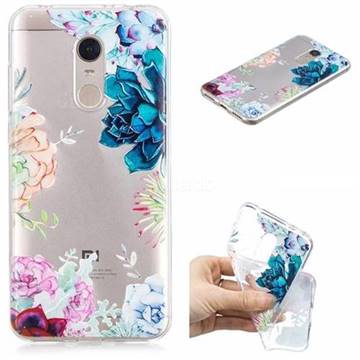 Gem Flower Clear Varnish Soft Phone Back Cover for Mi Xiaomi Redmi 5 Plus