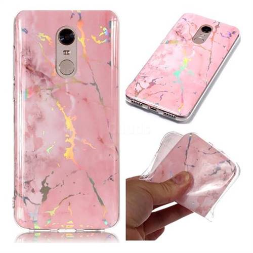 Powder Pink Marble Pattern Bright Color Laser Soft TPU Case for Mi Xiaomi Redmi 5 Plus