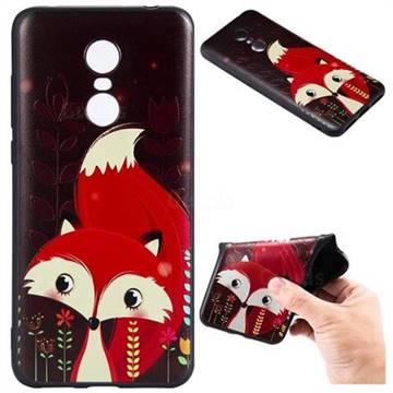Red Fox 3D Embossed Relief Black TPU Back Cover for Mi Xiaomi Redmi 5 Plus