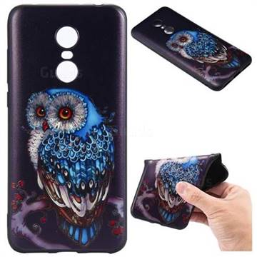 Ice Owl 3D Embossed Relief Black TPU Back Cover for Mi Xiaomi Redmi 5 Plus