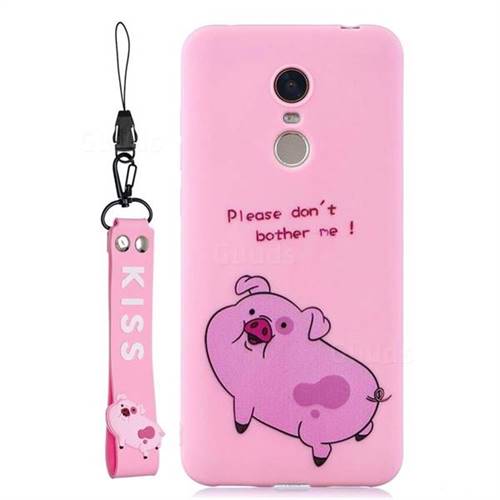 Pink Cute Pig Soft Kiss Candy Hand Strap Silicone Case for Mi Xiaomi Redmi 5 Plus