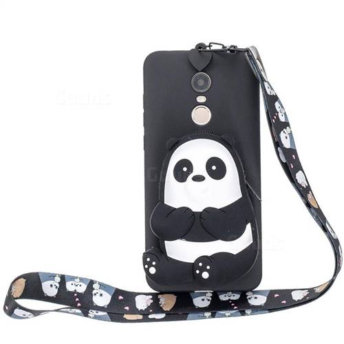 Cute Panda Neck Lanyard Zipper Wallet Silicone Case for Mi Xiaomi Redmi 5 Plus