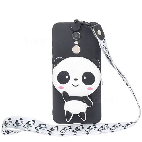 White Panda Neck Lanyard Zipper Wallet Silicone Case for Mi Xiaomi Redmi 5 Plus